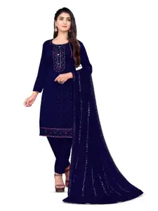 MANVAA Embroidered Chanderi Cotton Unstitched Dress Material