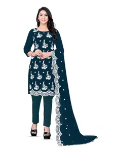 MANVAA Floral Embroidered Unstitched Dress Material