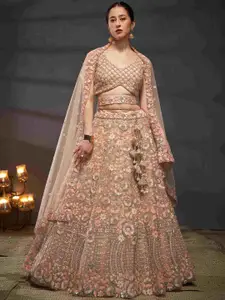 panchhi Embroidered Sequinned Semi-Stitched Lehenga & Unstitched Blouse With Dupatta