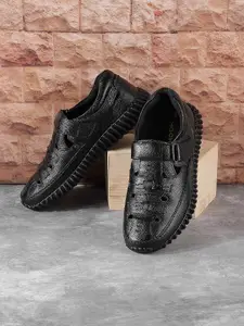 Mochi Men Leather Shoe Style Sandals With Velcro