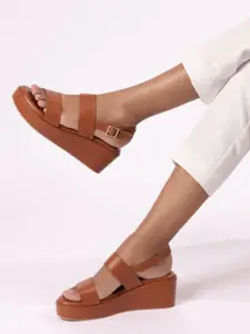 CAI Open Toe Platfrom Heels with Buckles