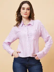 Globus White Striped Shirt Style Top