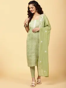 Meena Bazaar Ethnic Motifs Printed Thread Work Unstitched Dress Material