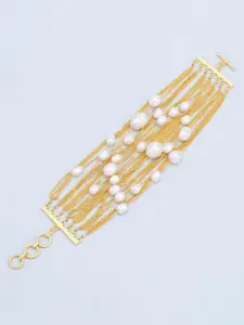 Tipsyfly Artificial Beads Brass Multistrand Bracelet