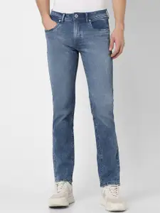 Peter England Men Clean Look Mid-Rise Heavy Fade Cropped Stretchable Jeans