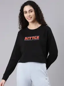 Enamor Typography Printed Cotton Pullover Sweatshirt