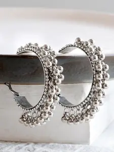 Infuzze Silver Plated Oxidised Hoop Earrings