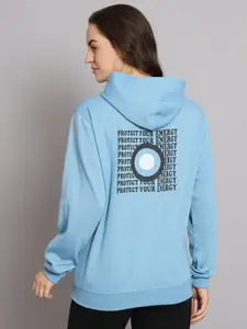 Obaan Typography Printed Hooded Cotton Pullover