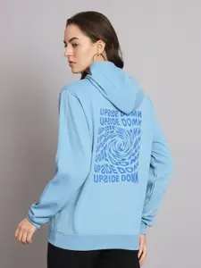 Obaan Typography Printed Hooded Cotton Pullover