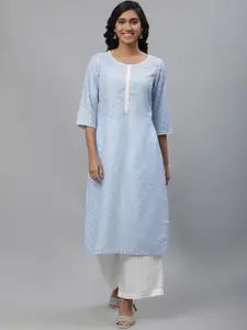 AURELIA Geometric Printed Round Neck Straight Kurta