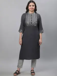 AURELIA Embroidered Mandarin Collar Sequins Kurta