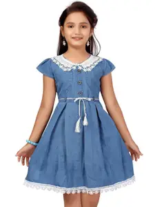 BAESD Girls Round Neck Cap Sleeves Fit & Flare Dress