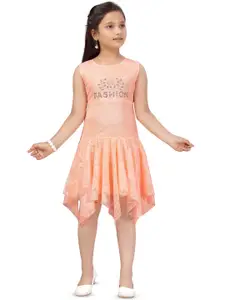 BAESD Girls Self Designed Sleeveless Net Fit & Flare Dress