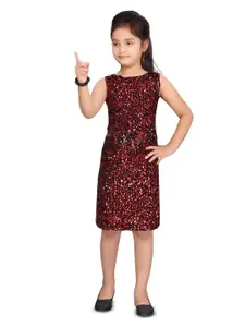 BAESD Girls Embellished Sequinned Detailed Sleeveless Cotton Sheath Dress