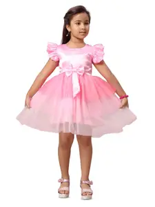 BAESD Girls Round Neck Ruffle Detail Fit & Flare Dress