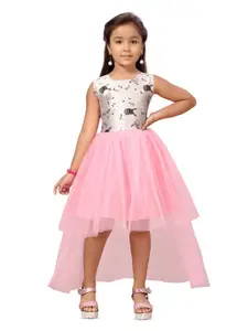 BAESD Girls Conversational Printed Sleeveless Fit and Flare Dress