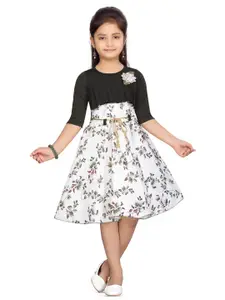 BAESD Floral Printed Pleated Fit & Flare Dress