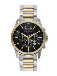Armani Exchange Men Textured Dial & Bracelet Style Straps Analogue Watch AX7148SET
