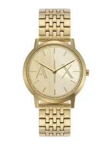 Armani Exchange Men Gold Toned Stainless Steel Bracelet Style Straps Analogue Watch