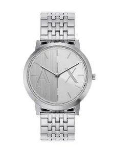 Armani Exchange Men Silver Toned Stainless Steel Bracelet Style Straps Analogue Watch