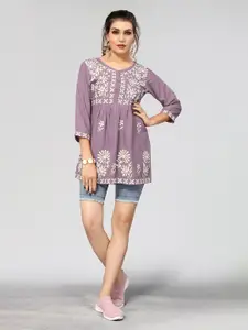 Winza Designer Floral Embroidered A Line Top