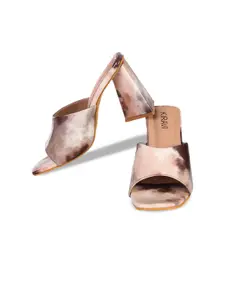 KIRAVI Printed Open Toe Block Heels