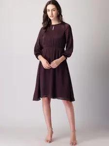 FabAlley Keyhole Neck Fit & Flare Dress