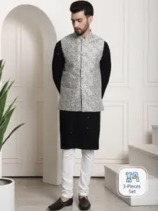 SOJANYA Self Design Sequinned Pure Cotton Kurta With Churidar