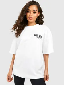 Boohoo Typography Printed Pure Cotton Oversized T-shirt