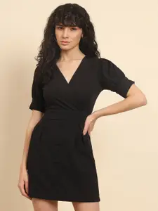 Trend Arrest V-Neck Puff Sleeves A-Line Dress