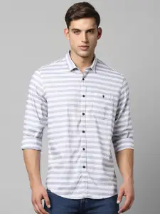 Louis Philippe Jeans Slim Fit Horizontal Stripes Opaque Striped Casual Shirt
