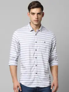 Louis Philippe Jeans Slim Fit Horizontal Stripes Opaque Striped Casual Shirt
