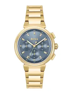BOSS Women Embellished Dial & Stainless Steel Bracelet Style Straps Analogue Watch 1502677