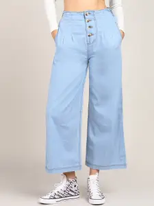 DressBerry Women Blue Jean Flared High-Rise Cotton Jeans
