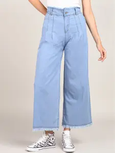 DressBerry Women Blue Jean Flared Low-Rise Cotton Jeans