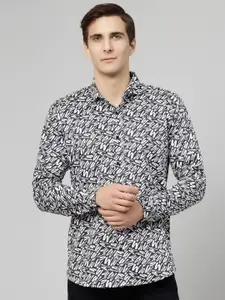 JADEBERRY Men White Standard Floral Opaque Printed Formal Shirt