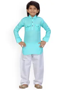 BAESD Boys Self Design Regular Pure Cotton Pathani Kurta With Pyjamas