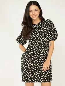 DressBerry Abstract Printed Puff Sleeves Sheath Dress