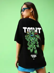Bewakoof Mutant Ninja Turtles Printed Drop-Shoulder Pure Cotton Oversized T-shirt