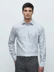SELECTED  Vertical Striped Slim Fit Cotton Casual Shirt