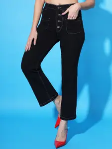 GUTI Flared High Rise Low Distress Stretchable Jeans