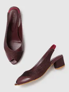 Marc Loire Embellished Peep Toes Slingback Block Heels