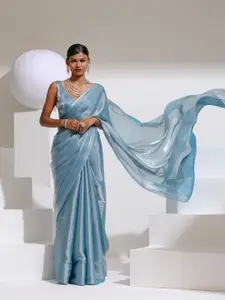 Swtantra Beads and Stones Organza Party Saree
