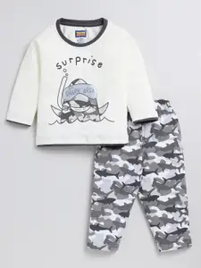 Nottie Planet Boys Printed Pure Cotton T-shirt with Trousers