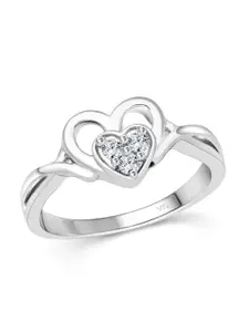 Vighnaharta Rhodium-Plated CZ-Studded Finger Ring