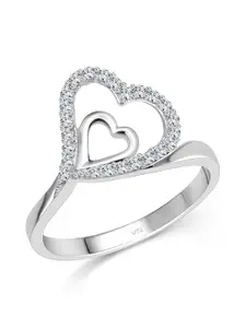 Vighnaharta Rhodium-Plated CZ-Studded Finger Ring