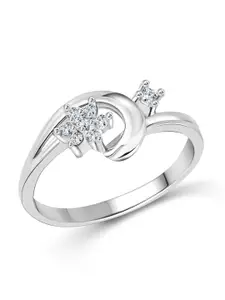 Vighnaharta Rhodium-Plated CZ-Studded Finger Ring