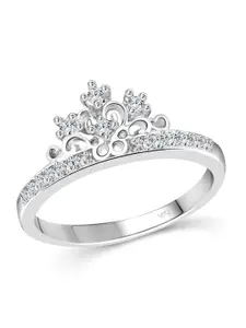 Vighnaharta Rhodium-Plated CZ-Studded Finger Ring