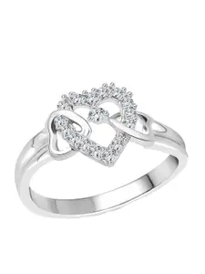 Vighnaharta Rhodium-Plated CZ-Studded Finger Ring