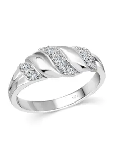 Vighnaharta Rhodium Plated Cubic Zirconia Studded Finger Ring